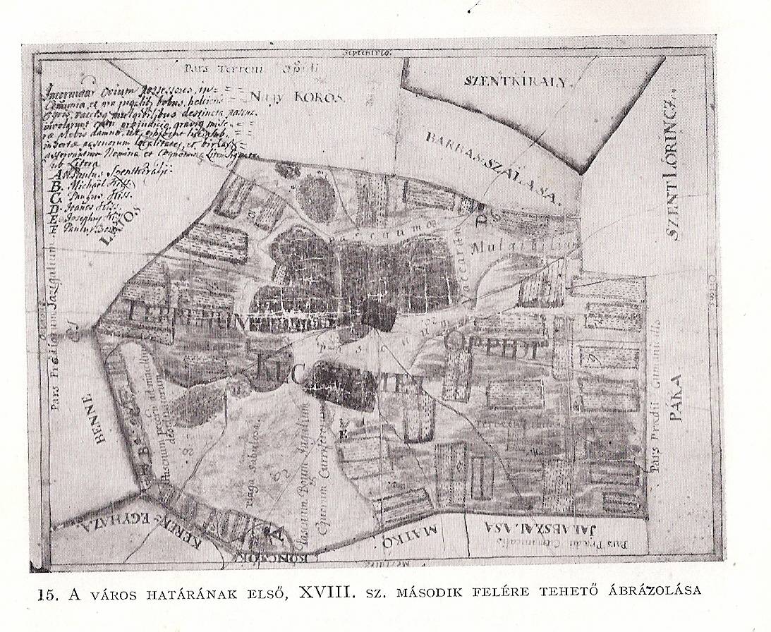 A város határának első, XVIII. század második felére tehető ábrázolása